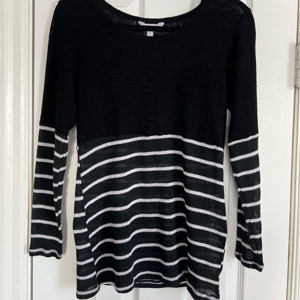 Charming Charlie Black and White Stripped Sweater - Small